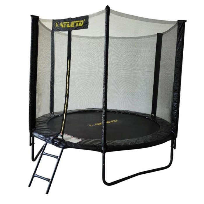 Батут з сіткою та драбинкою 252 см Atleto Black
