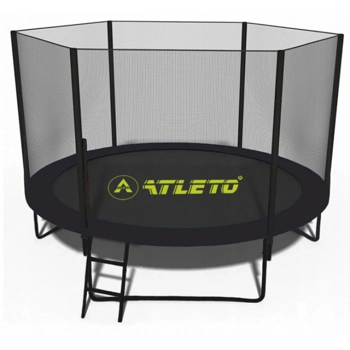 Батут з сіткою та драбинкою 252 см Atleto Black