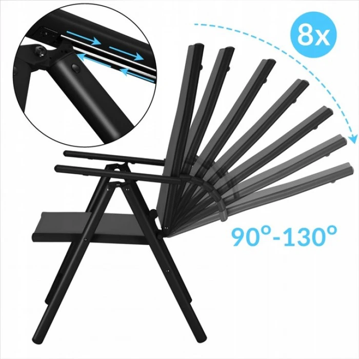 Розкладне садове крісло для відпочинку регульована спинка Bonro B-008 чорне (2шт)