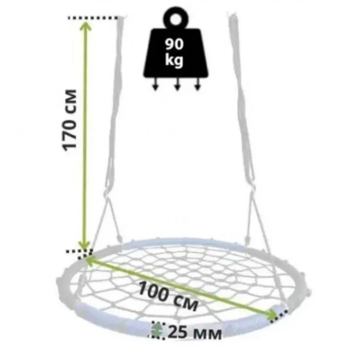 Качели-гнездо круглые детские 100 см Spoko SP-2C садовая подвесная для улицы черно-синяя