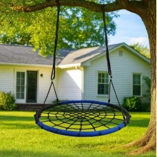 Гойдалка-гніздо кругла дитяча 100 см Spoko SP-2C садова підвісна для вулиці чорно-синя
