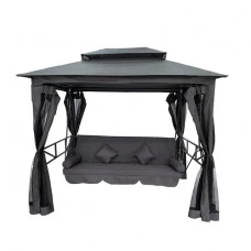 Качели для сада с навесом, подушками и москитной сеткой Bonro B-002 серая