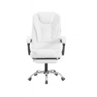 Крісло офісне на колесах Bonro B-6071 TPF біле з підставкою для ніг