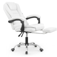 Крісло офісне на колесах Bonro B-6071 TPF біле з підставкою для ніг