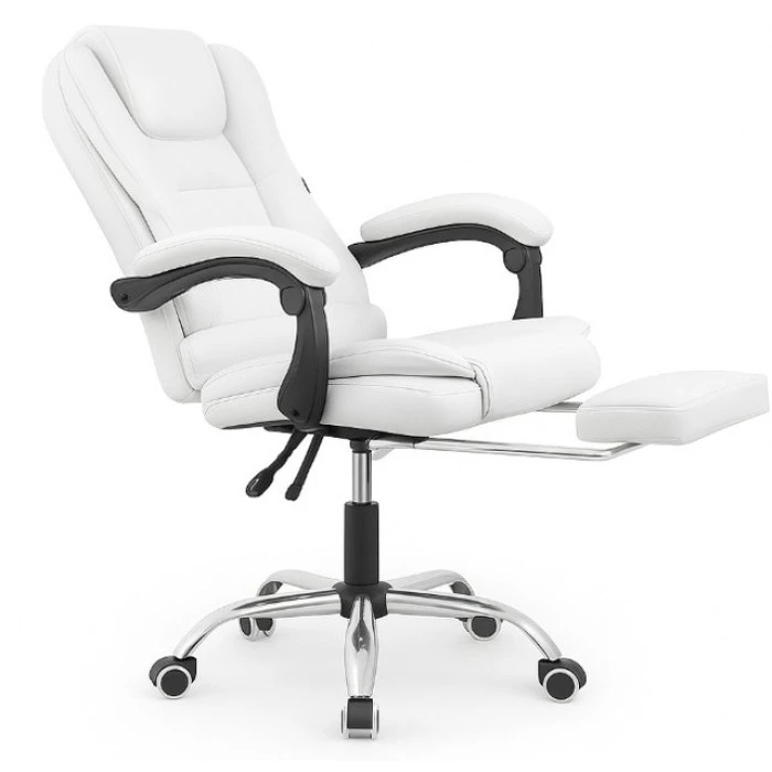 Кресло офисное Bonro B-6071 TPF белое с подставкой для ног