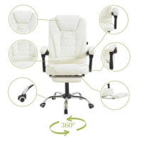 Крісло офісне на колесах Bonro B-6071 TPF біле з підставкою для ніг