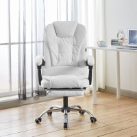 Крісло офісне на колесах Bonro B-6071 TPF біле з підставкою для ніг