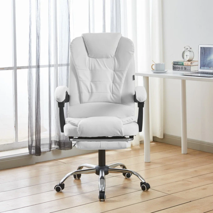 Кресло офисное Bonro B-6071 TPF белое с подставкой для ног