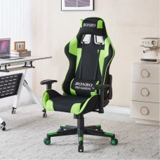 Крісло геймерське з тканини Bonro B-142 зелене + 2 подушки