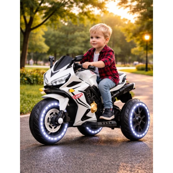 Детский электромотоцикл SPOKO SP-518 белый (подсветка колес)