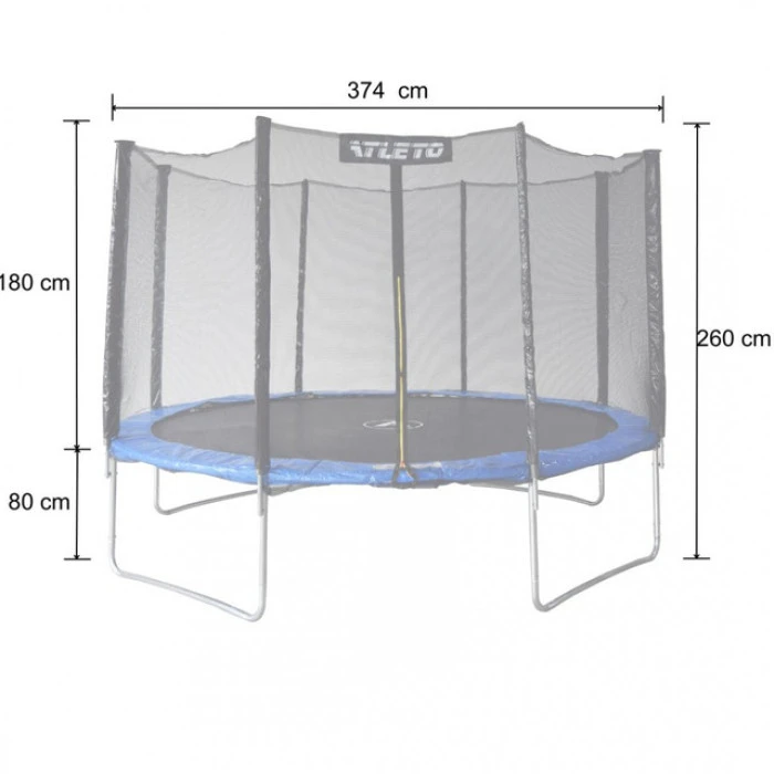 Батут дитячий з сіткою та драбинкою 374 см Atleto