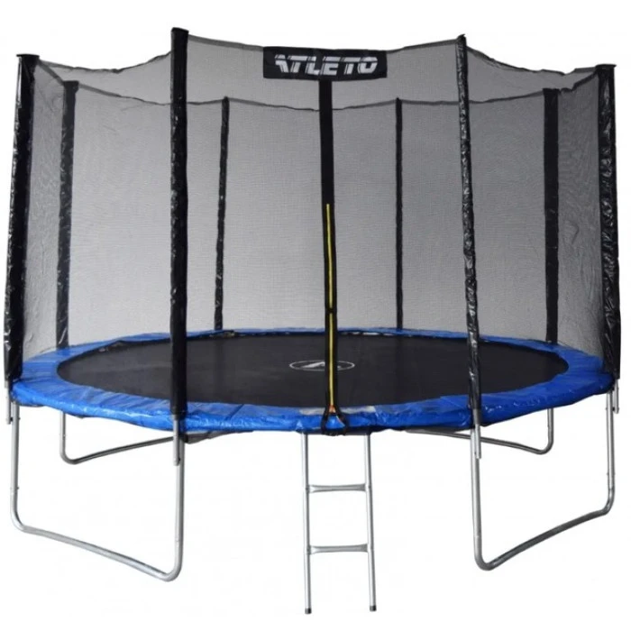 Батут дитячий з сіткою та драбинкою 374 см Atleto