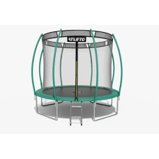 Батут Atleto 404 см з внутрішньою сіткою та драбинкою зелений