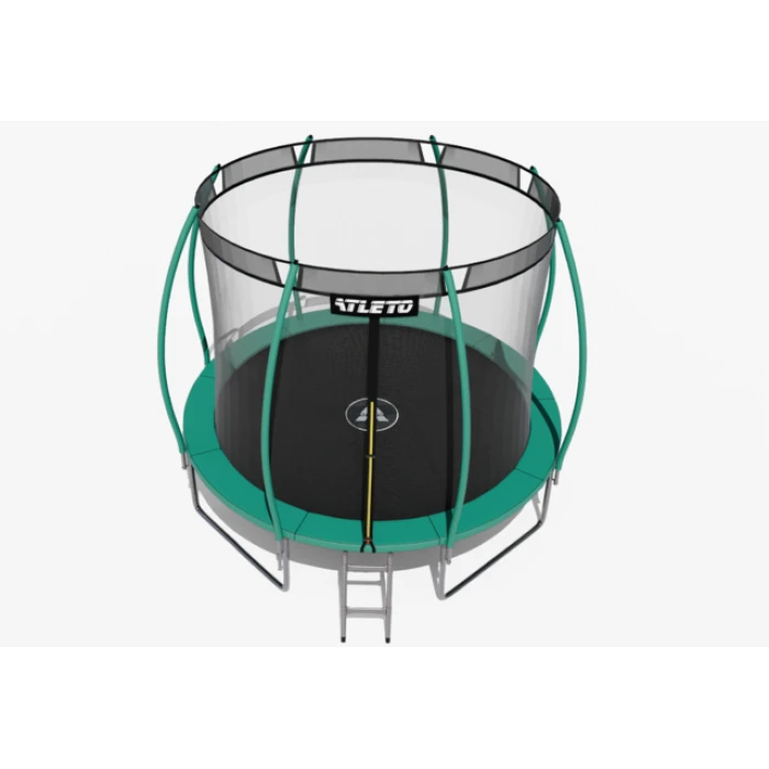 Батут Atleto 404 см з внутрішньою сіткою та драбинкою зелений