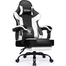 Геймерское кресло с подставкой для ног Bonro Glory DC-203 белое