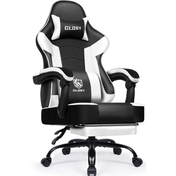 Геймерське крісло з підставкою для ніг Bonro Glory DC-203 біле