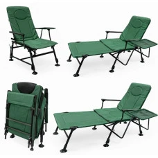 Крісло лежак для рибалки регульоване зі столиком і підставкою Bonro B-23 карп зелене