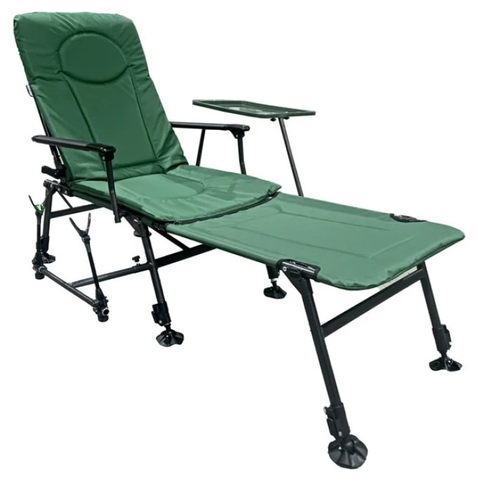 Крісло лежак для рибалки регульоване зі столиком і підставкою Bonro B-23 карп зелене