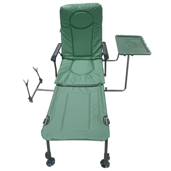 Крісло лежак для рибалки регульоване зі столиком і підставкою Bonro B-23 карп зелене