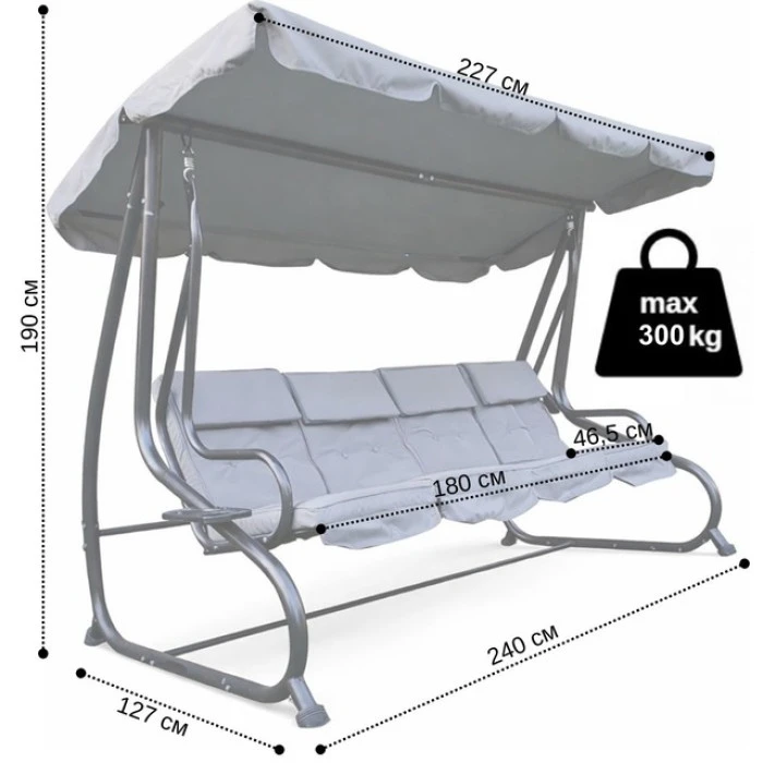 Качеля садова 4 місна розкладна Bonro B-044 сіра