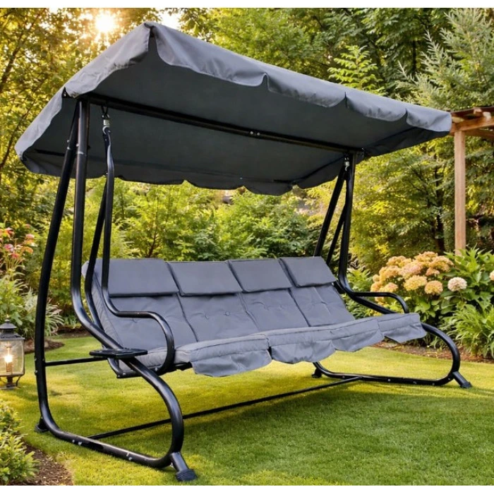 Качеля садова 4 місна розкладна Bonro B-044 сіра