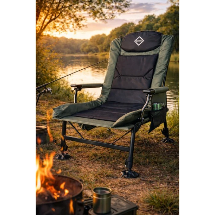 Крісло стілець рибальський шезлонг розкладний Bonro B-22 темно-зелене