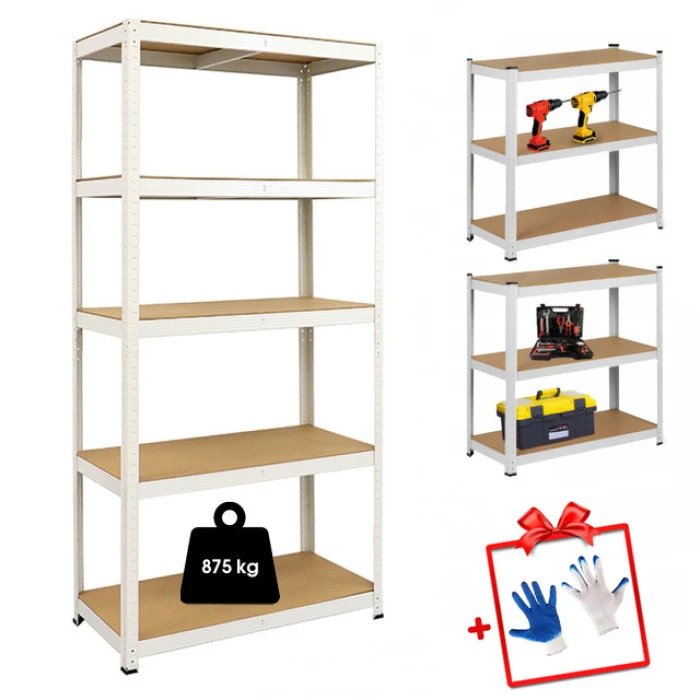 Стелаж металевий 180x90x40 Siker GoodTool P9040 білий 5 полиць