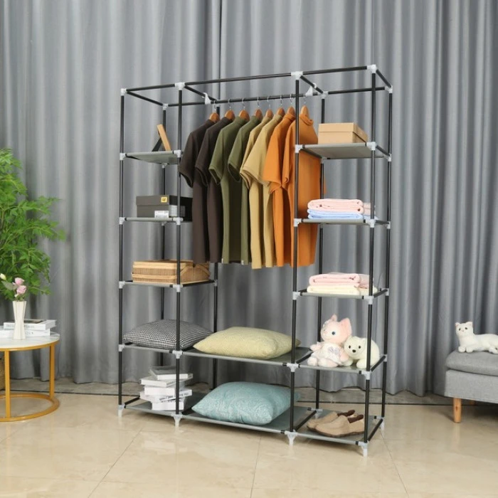 Шкаф из ткани для обуви Bonro B13 серого цвета