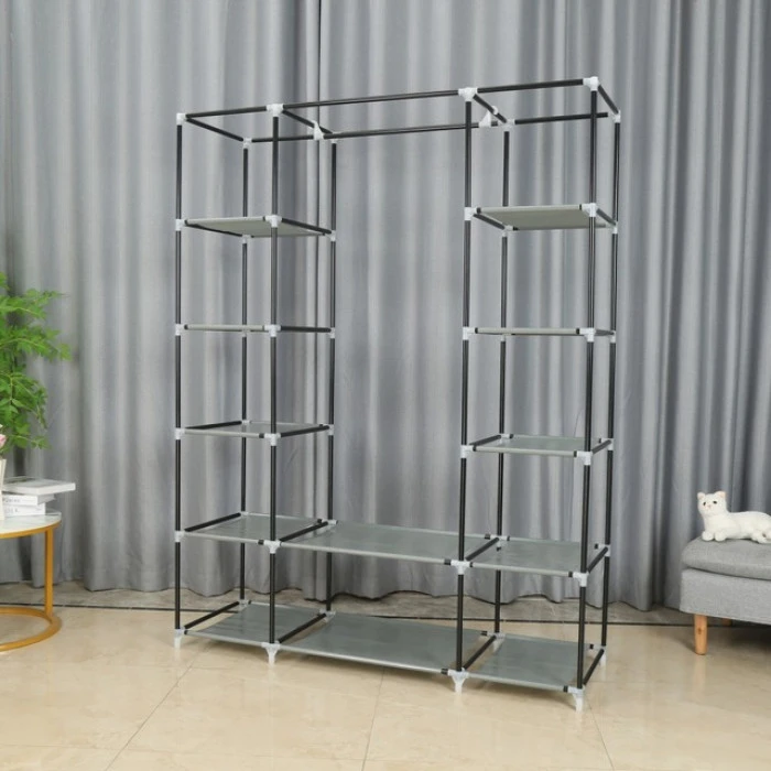 Шкаф из ткани для обуви Bonro B13 серого цвета