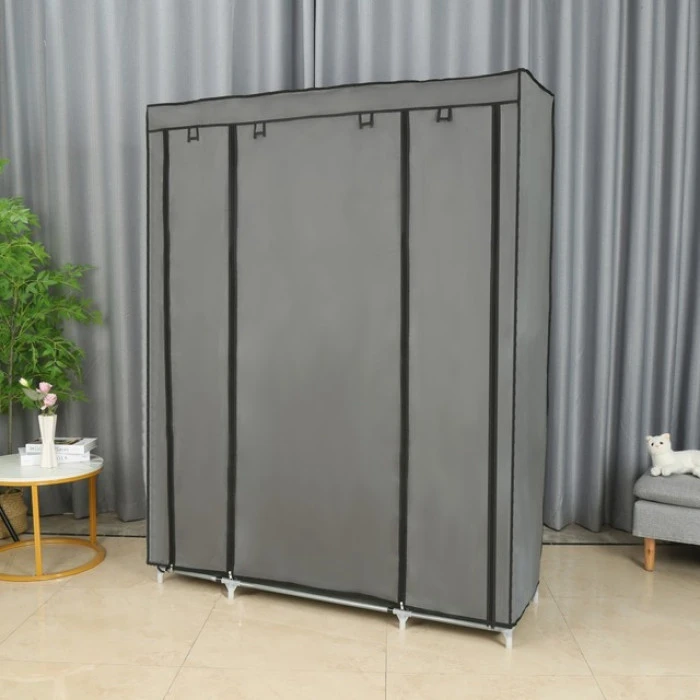 Шкаф из ткани для обуви Bonro B13 серого цвета