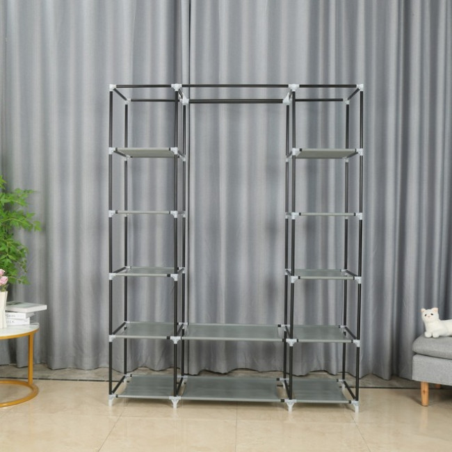 Шкаф из ткани для обуви Bonro B13 серого цвета