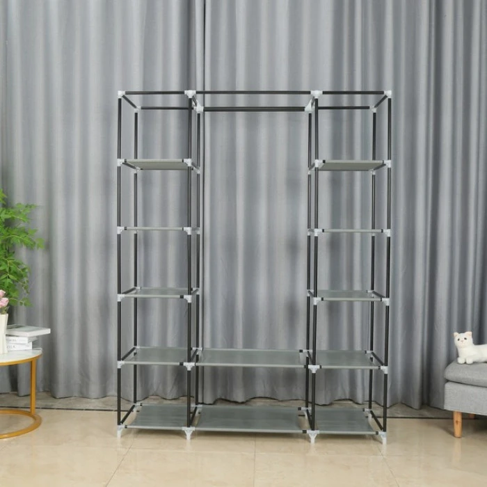 Шкаф из ткани для обуви Bonro B13 серого цвета