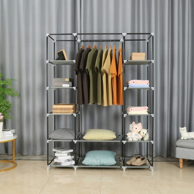 Шкаф из ткани для обуви Bonro B13 серого цвета