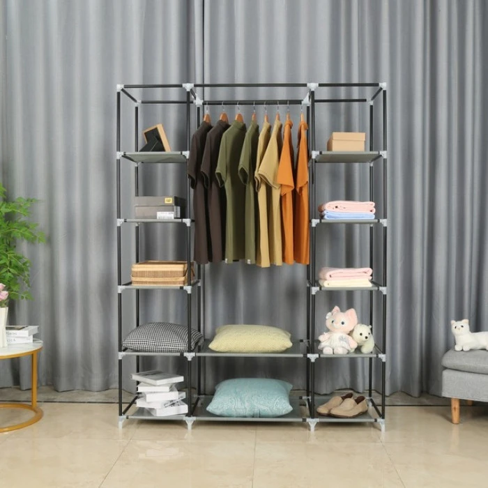 Шкаф из ткани для обуви Bonro B13 серого цвета