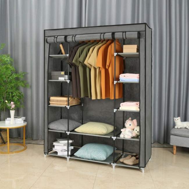 Шкаф из ткани для обуви Bonro B13 серого цвета