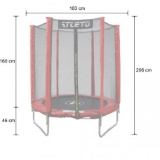 Батут детский с сеткой 183 см Atleto розовый