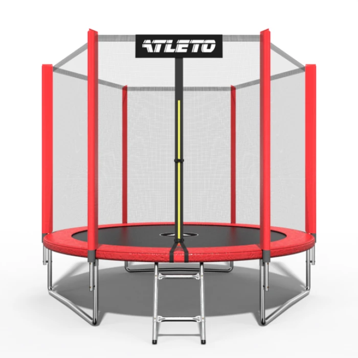 Батут дитячий з сіткою та драбинкою 312 см Atleto червоний