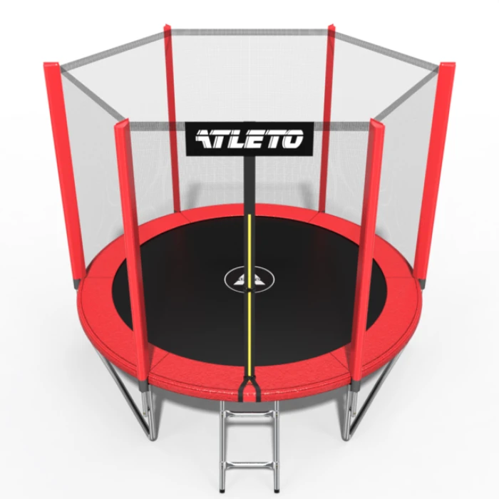 Батут дитячий з сіткою та драбинкою 312 см Atleto червоний