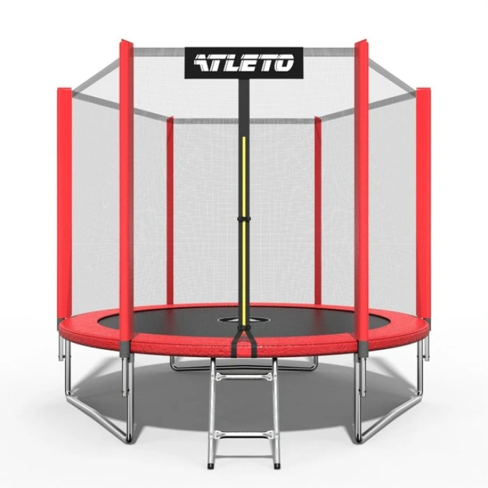 Батут дитячий з сіткою та драбинкою 312 см Atleto червоний