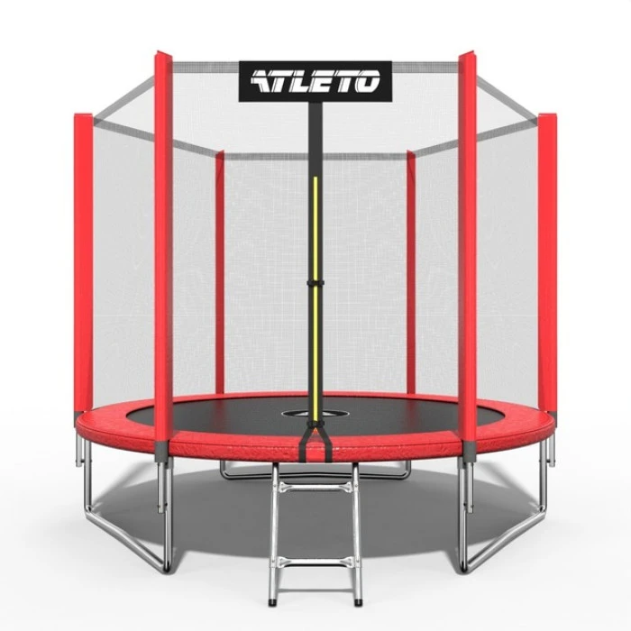 Батут дитячий з сіткою та драбинкою 312 см Atleto червоний