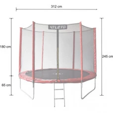 Батут дитячий з сіткою та драбинкою 312 см Atleto червоний