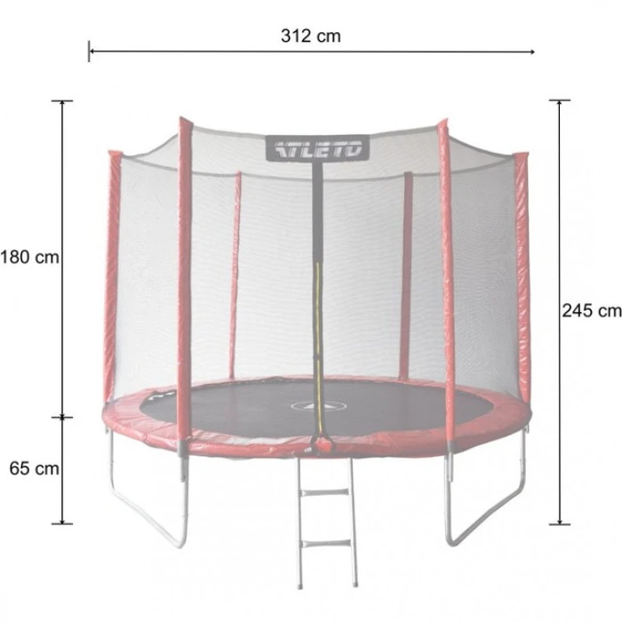 Батут дитячий з сіткою та драбинкою 312 см Atleto червоний