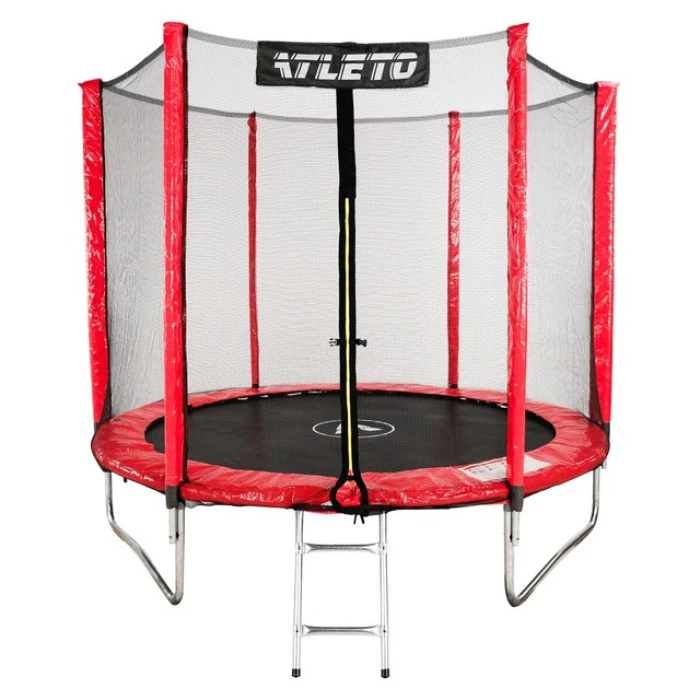 Батут дитячий з сіткою та драбинкою 312 см Atleto червоний