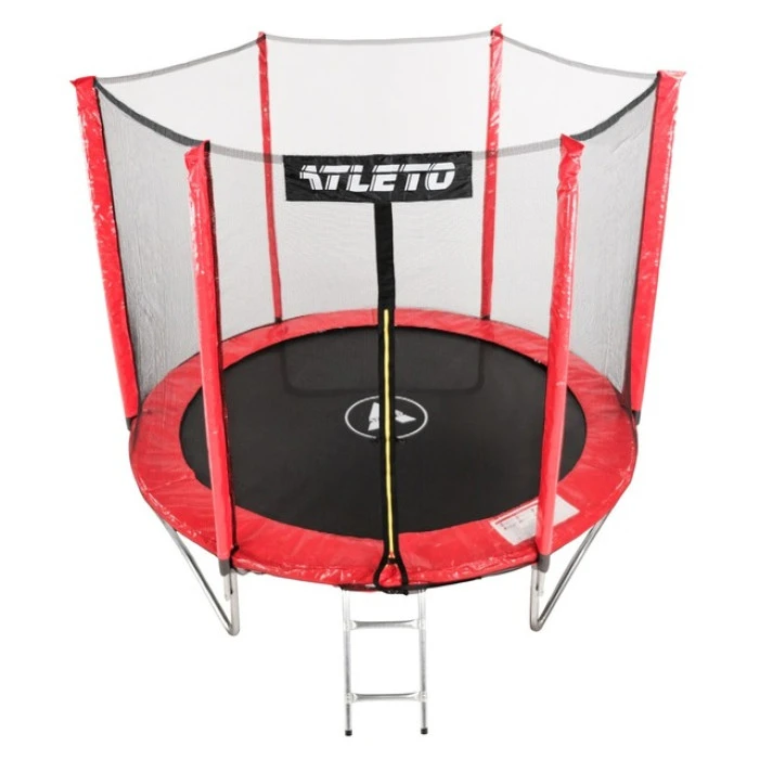 Батут дитячий з сіткою та драбинкою 312 см Atleto червоний