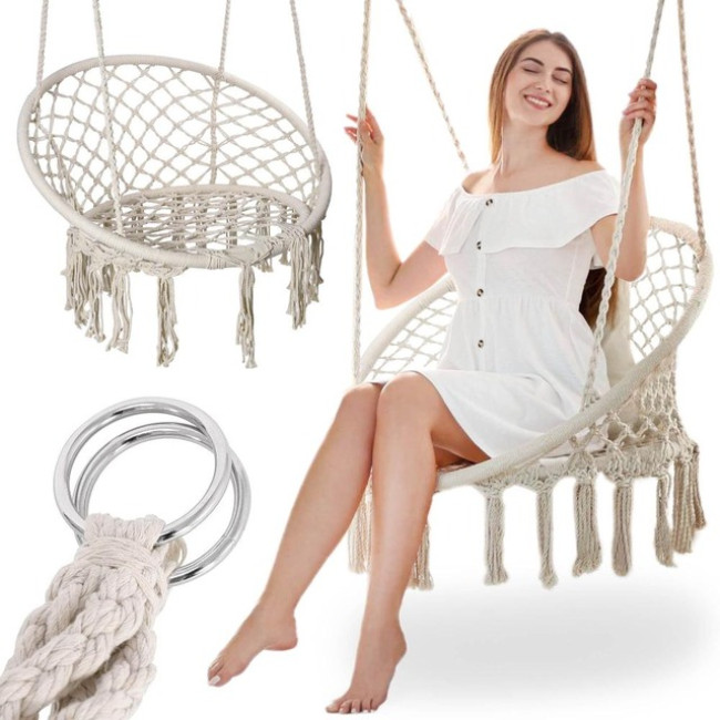 Кресло подвесное бразилийское качели гамак Bonro B-092 бежевый 120 кг