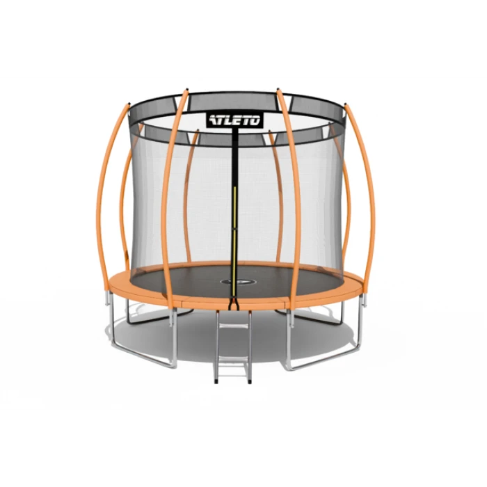 Батут Atleto 404 см з внутрішньою сіткою та драбинкою оранжевий