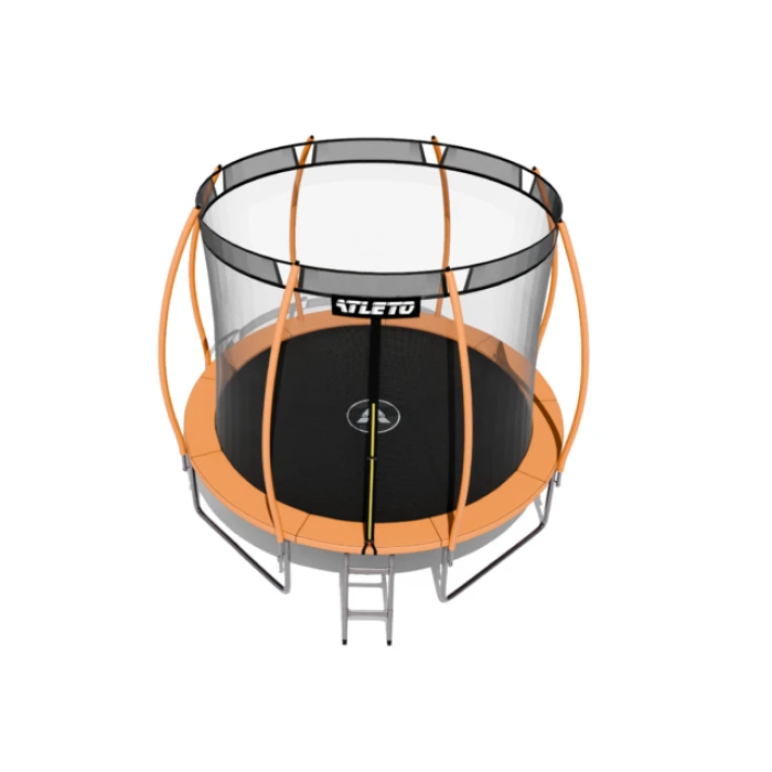 Батут Atleto 404 см з внутрішньою сіткою та драбинкою оранжевий