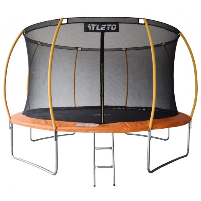 Батут Atleto 404 см з внутрішньою сіткою та драбинкою оранжевий