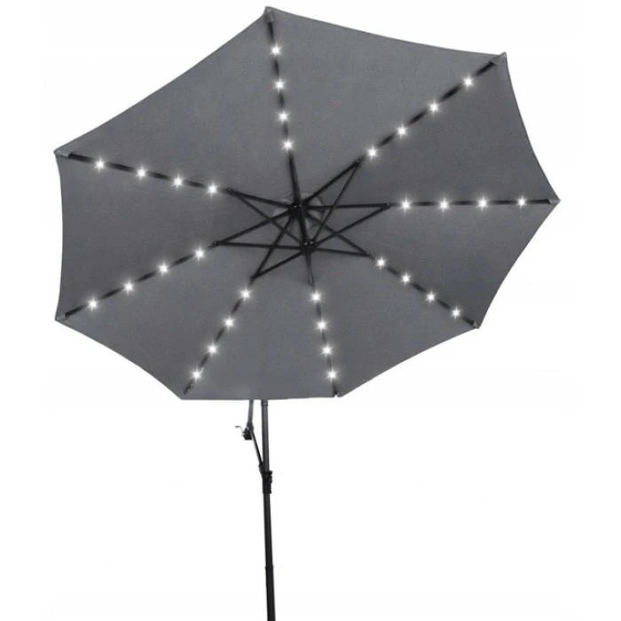 Парасоля садова з підсвіткою LED сіра Bonro B-7012LP 3м 8 спиць