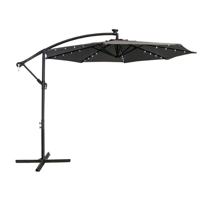 Парасоля садова з підсвіткою LED сіра Bonro B-7012LP 3м 8 спиць
